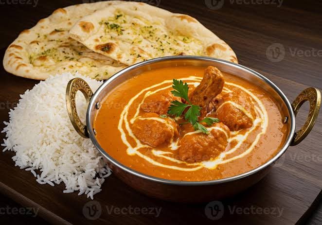 One naan butter chicken and rice